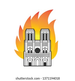 Notre-Dame de Paris on fire. French Cathedral.
