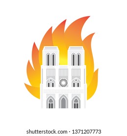 Notre-Dame de Paris on fire. French Cathedral.