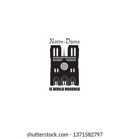 Notre-Dame de Paris sign. Notre Dame de Paris Cathedral, France. Hand drawing sketch vector illustration of french travel landmark. 