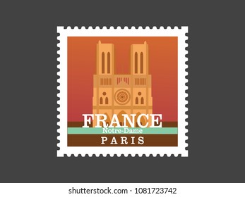 Notre-Dame de Paris,France (Post stamp)