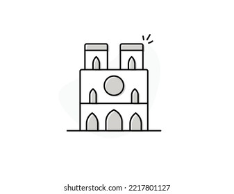 Notre-Dame in Paris Minimalistic outline live stroke landmark icon of the, France