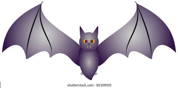 A not-so-scary vampire bat in blue with bright gold and red eyes EPS10