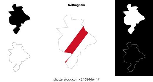 Nottingham blank outline map set