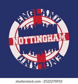 nottingham city of england typography graphic print , Abstract fashion drawing and creative design for t-shirts,mugs,graphic tee, sweatshirt, cases, etc. Illustration in modern style for clothes