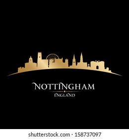Nottingham England city skyline silhouette. Vector illustration
