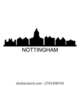 Nottingham skyline illustrated in vector on white background