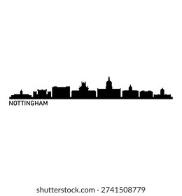 Nottingham skyline illustrated in vector on white background