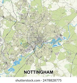 Nottingham, United Kingdom map poster art