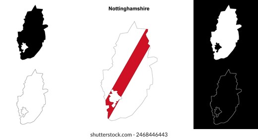 Nottinghamshire blank outline map set