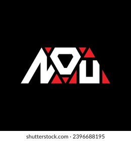 NOU triangle letter logo design with triangle shape. NOU triangle logo design monogram. NOU triangle vector logo template with red color. NOU triangular logo Simple, Elegant, and Luxurious design.