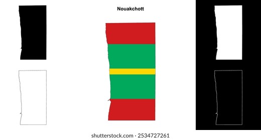 Conjunto de mapas de contorno de la región de Nuakchot