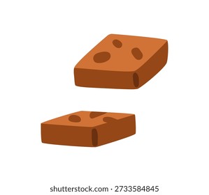 Nougat candy. Chewy rectangle bars caramel dessert, snack with almond nuts and honey. Confectionery, sugar nutty sweet treat, food. Flat vector illustration isolated on white background