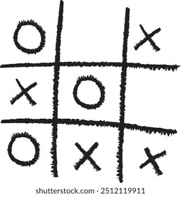 Noughts and Crosses Game Doodle Vector Illustration
