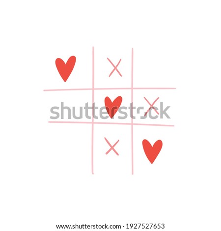 Noughts and crosses with heartsю. Happy valentines day and weeding design elements. Vector illustration. Stock photo © 