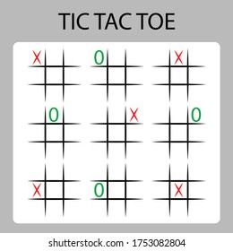 Noughts and Crosses / tic tac toe game template with first moves