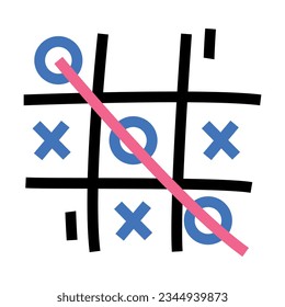Noughts and Crosses or Tic-tac-toe Paper-and-pencil Game Vector Illustration