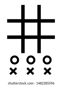Noughts and Crosses Vector Illustration Silhouette