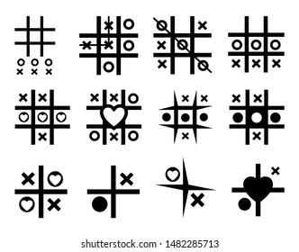 Noughts and Crosses Vector Illustration Silhouette