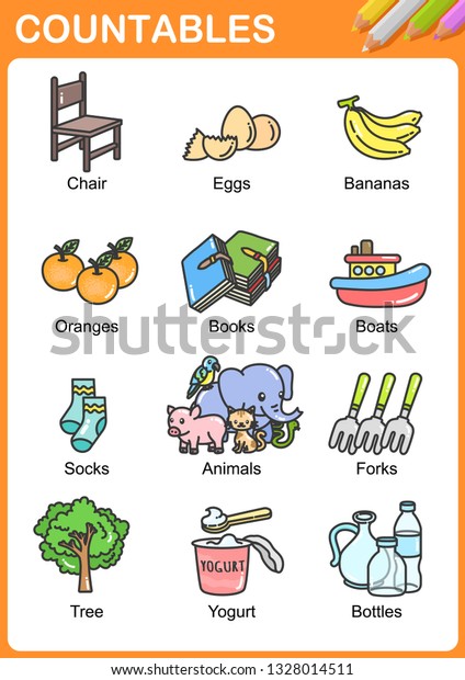 Nouns Can Be Countable Worksheet Education Stock Vector (Royalty Free