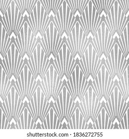 Nouveau gatsby seamless pattern. Art deco. Geometric silver tile. Vintage silver background for design prints. Diamond fancy texture. Abstract artdeco background roaring graphic lattice. Vector 