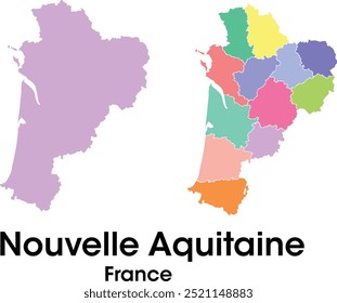 nouvelle aquitaine france mapa em vetores