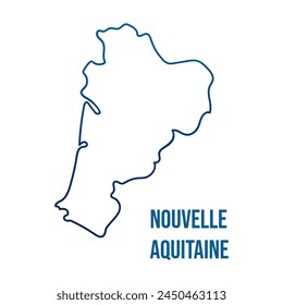 Nouvelle Aquitaine outline isolated map with soft blue gradient.  