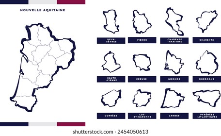 Nouvelle-Aquitaine région, départements, France (administratif)