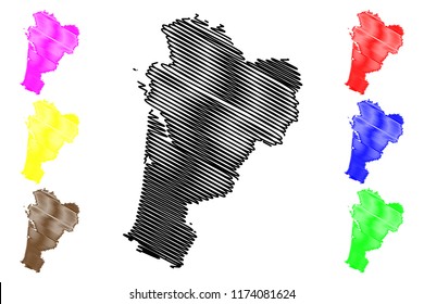 Nouvelle-Aquitaine (France, administrative region) map vector illustration, scribble sketch Nouvelle-Aquitaine (Aquitaine, Limousin and Poitou-Charentes) map