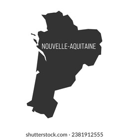 Nouvelle-Aquitaine - map of administrative division, region, of France. Dark grey vector silhouette.