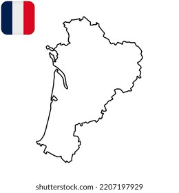 Nouvelle-Aquitaine Map. Region of France. Vector illustration.