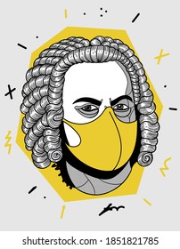 Nov. 11, 2020: Johann Sebastian Bach. Wearing medical mask during quarantine coronavirus. Covid19, virus, health and medicine concept.