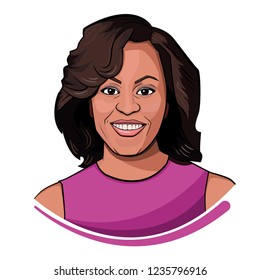 NOV 2018. Portrait Of Michelle Obama,  Wife Of Barrack Obama.