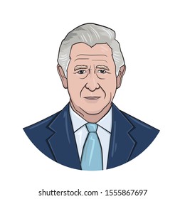 NOV 2019. Vector Portrait Of Prince Charles, Prince Of Wales. Isolated On White