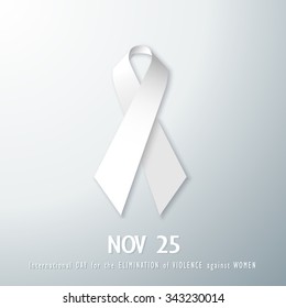 Nov 25 White Ribbon Eliminate Violence Against Women Graphic Design Vector Illustration EPS10
