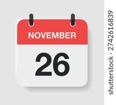 Nov 26, Calendar and time thin line icon. Minimal flat vector illustration. Included simple outline icons as schedule, reminder, appointment, planner, event time, timer, clock.