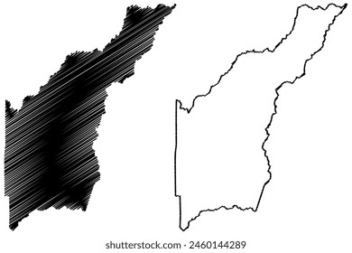 Nova Brasilandia dOeste municipality (State of Rondônia or Rondonia, RO, Municipalities of Brazil, Federative Republic of Brazil) map vector illustration, scribble sketch Nova Brasilândia d'Oeste map