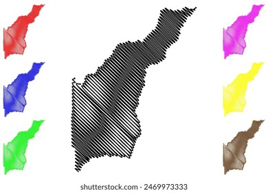 Nova Brasilandia dOeste municipality (State of Rondônia or Rondonia, RO, Municipalities of Brazil, Federative Republic of Brazil) map vector illustration, scribble sketch Nova Brasilândia d'Oeste map