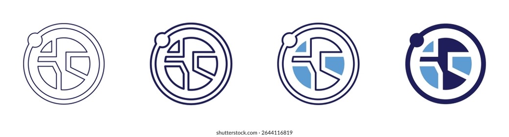 Nova burst icon in 4 different styles. Thin Line, Line, Bold Line, Duotone. Duotone style. Editable stroke.