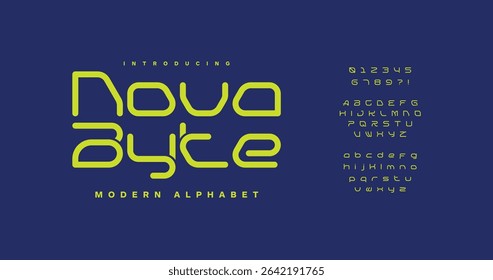 Nova Byte: Upgrade designs with a bubbly, futuristic font made for vibrant projects. Uppercase, numbers and punctuation included. 100% vector scalable