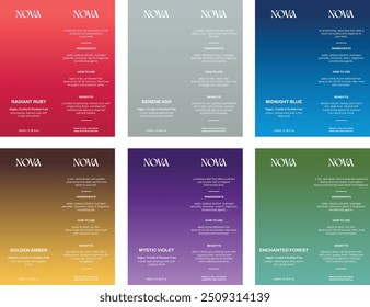 NOVA Hair Product Dye Gradient Care Packaging Design Vector