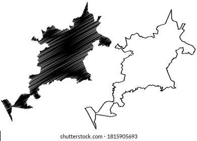 Nova Iguacu City (Federative Republic of Brazil, Rio de Janeiro State) map vector illustration, scribble sketch City of Nova Iguacu map