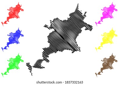 Nova Iguacu City (Federative Republic of Brazil, Rio de Janeiro State) map vector illustration, scribble sketch City of Nova Iguacu map