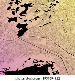 Nova Iguacu, state of Rio de Janeiro, Brazil - Urban vector city map with parks, rail and roads, highways, minimalist town plan design poster, city center, downtown, transit network, street blueprint