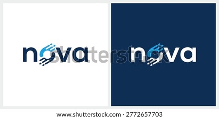 nova logo design, word mark nova for digital technology logo design