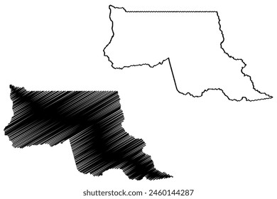 Nova Mamore municipality (State of Rondônia or Rondonia, RO, Municipalities of Brazil, Federative Republic of Brazil) map vector illustration, scribble sketch Nova Mamoré map