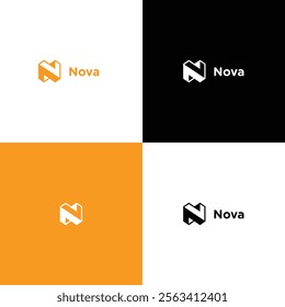 Nova Modern Minimalist N-Inspired Logo with Geometric and Elegant Concept

