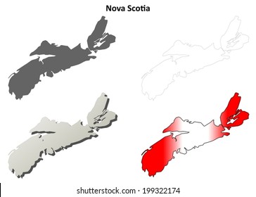 Nova Scotia Blank Outline Map Set - Vector Version