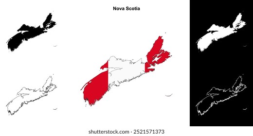 Nova Scotia blank outline map set