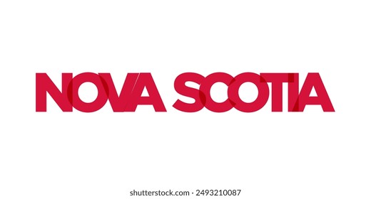 Nova Scotia in the Canada emblem. The design features a geometric style, vector illustration with bold typography in a modern font. The graphic slogan lettering.