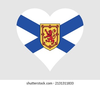 Nova Scotia Canada Heart Flag. NS Canadian Love Shape Province Flag. Nova Scotian Banner Icon Sign Symbol Clipart. EPS Vector Illustration.